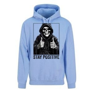 Funny Skull Stay Positive Skeleton Halloween Motivational Unisex Surf Hoodie