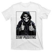 Funny Skull Stay Positive Skeleton Halloween Motivational T-Shirt