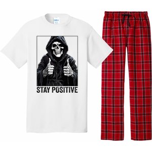 Funny Skull Stay Positive Skeleton Halloween Motivational Pajama Set