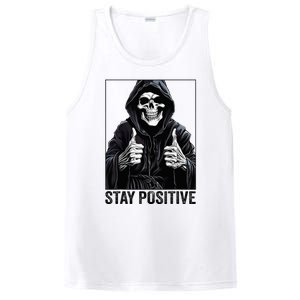 Funny Skull Stay Positive Skeleton Halloween Motivational PosiCharge Competitor Tank