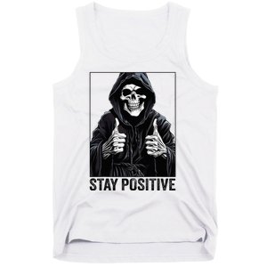 Funny Skull Stay Positive Skeleton Halloween Motivational Tank Top