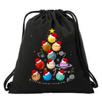 Funny Solar System Space Planets Tree Christmas Pajama Xmas Drawstring Bag