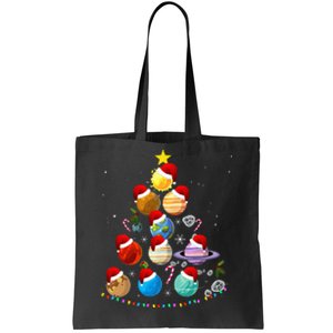 Funny Solar System Space Planets Tree Christmas Pajama Xmas Tote Bag