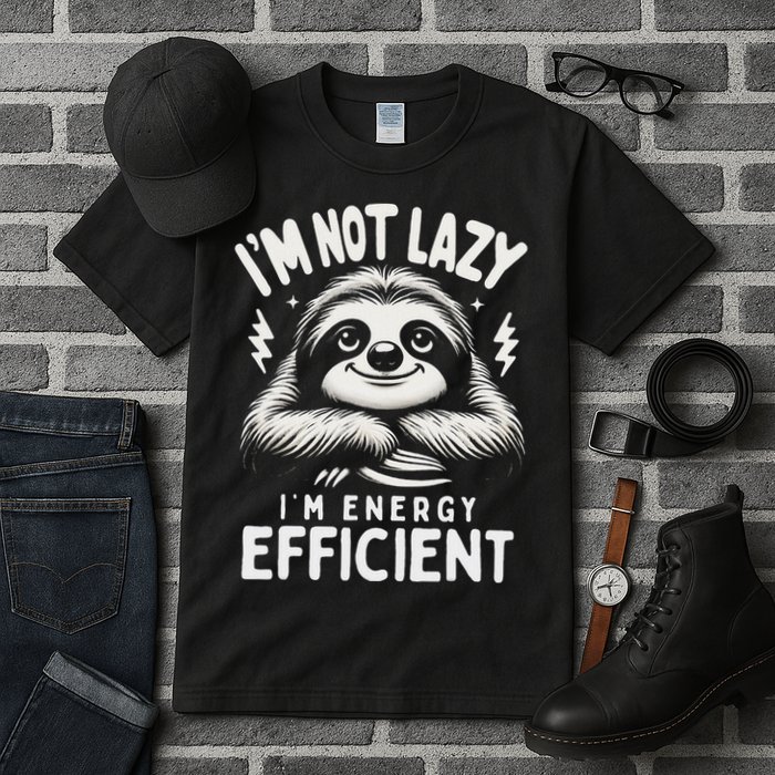 Funny Sloth Stuff IM Not Lazy Energy Efficient Nap Lovers Tall T-Shirt