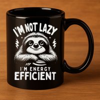 Funny Sloth Stuff IM Not Lazy Energy Efficient Nap Lovers 11oz C Handle Ceramic Mug