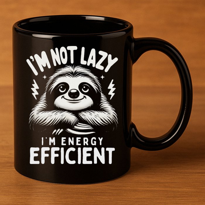 Funny Sloth Stuff IM Not Lazy Energy Efficient Nap Lovers 11oz C Handle Ceramic Mug