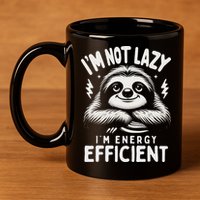 Funny Sloth Stuff IM Not Lazy Energy Efficient Nap Lovers 11oz C Handle Ceramic Mug