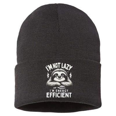 Funny Sloth Stuff IM Not Lazy Energy Efficient Nap Lovers Sustainable Knit Beanie