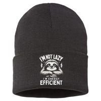Funny Sloth Stuff IM Not Lazy Energy Efficient Nap Lovers Sustainable Knit Beanie