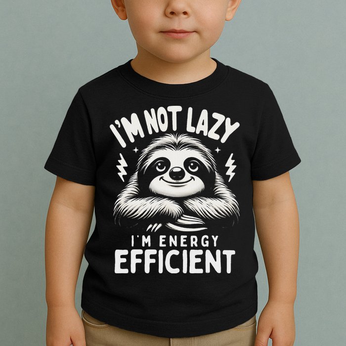 Funny Sloth Stuff IM Not Lazy Energy Efficient Nap Lovers Toddler T-Shirt