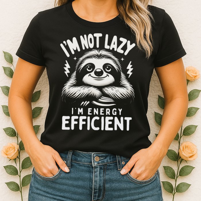 Funny Sloth Stuff IM Not Lazy Energy Efficient Nap Lovers Womens T-Shirt