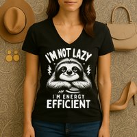 Funny Sloth Stuff IM Not Lazy Energy Efficient Nap Lovers Women's V-Neck T-Shirt