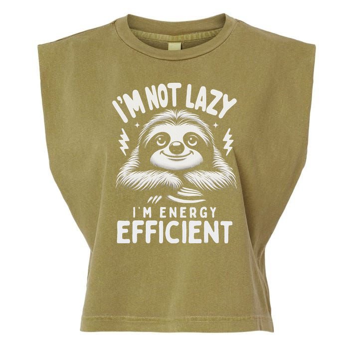 Funny Sloth Stuff IM Not Lazy Energy Efficient Nap Lovers Garment-Dyed Women's Muscle Tee