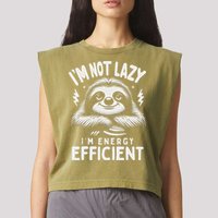 Funny Sloth Stuff IM Not Lazy Energy Efficient Nap Lovers Garment-Dyed Women's Muscle Tee