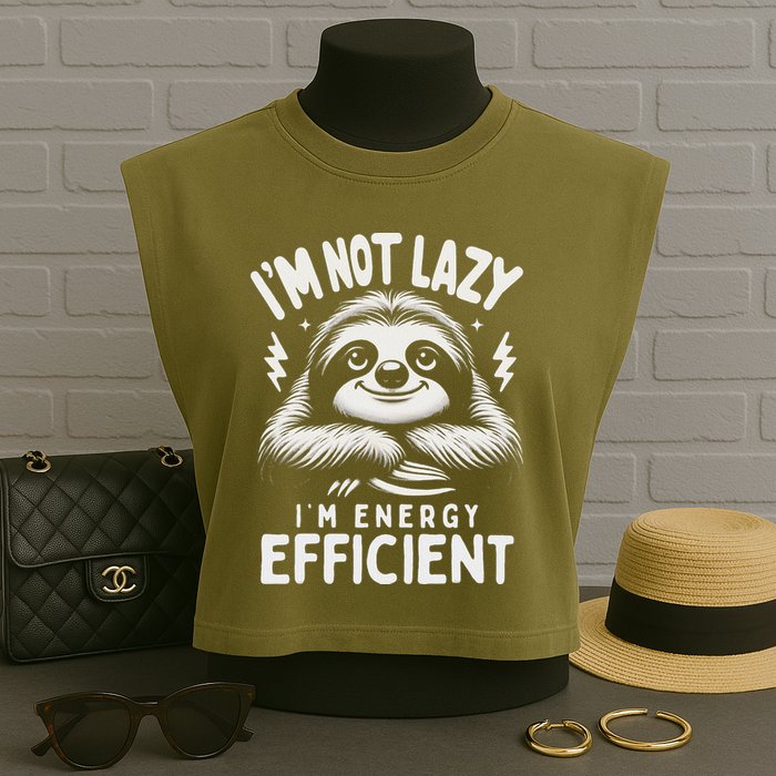Funny Sloth Stuff IM Not Lazy Energy Efficient Nap Lovers Garment-Dyed Women's Muscle Tee