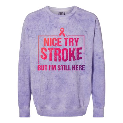 Funny Stroke Survivor Gift Cute Brain Attacks Gift Colorblast Crewneck Sweatshirt