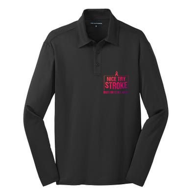 Funny Stroke Survivor Gift Cute Brain Attacks Gift Silk Touch Performance Long Sleeve Polo