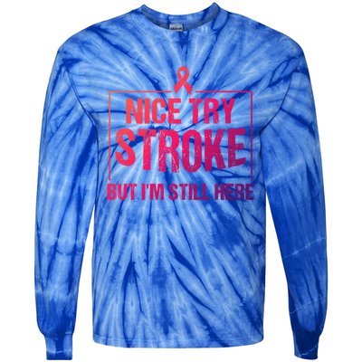 Funny Stroke Survivor Gift Cute Brain Attacks Gift Tie-Dye Long Sleeve Shirt