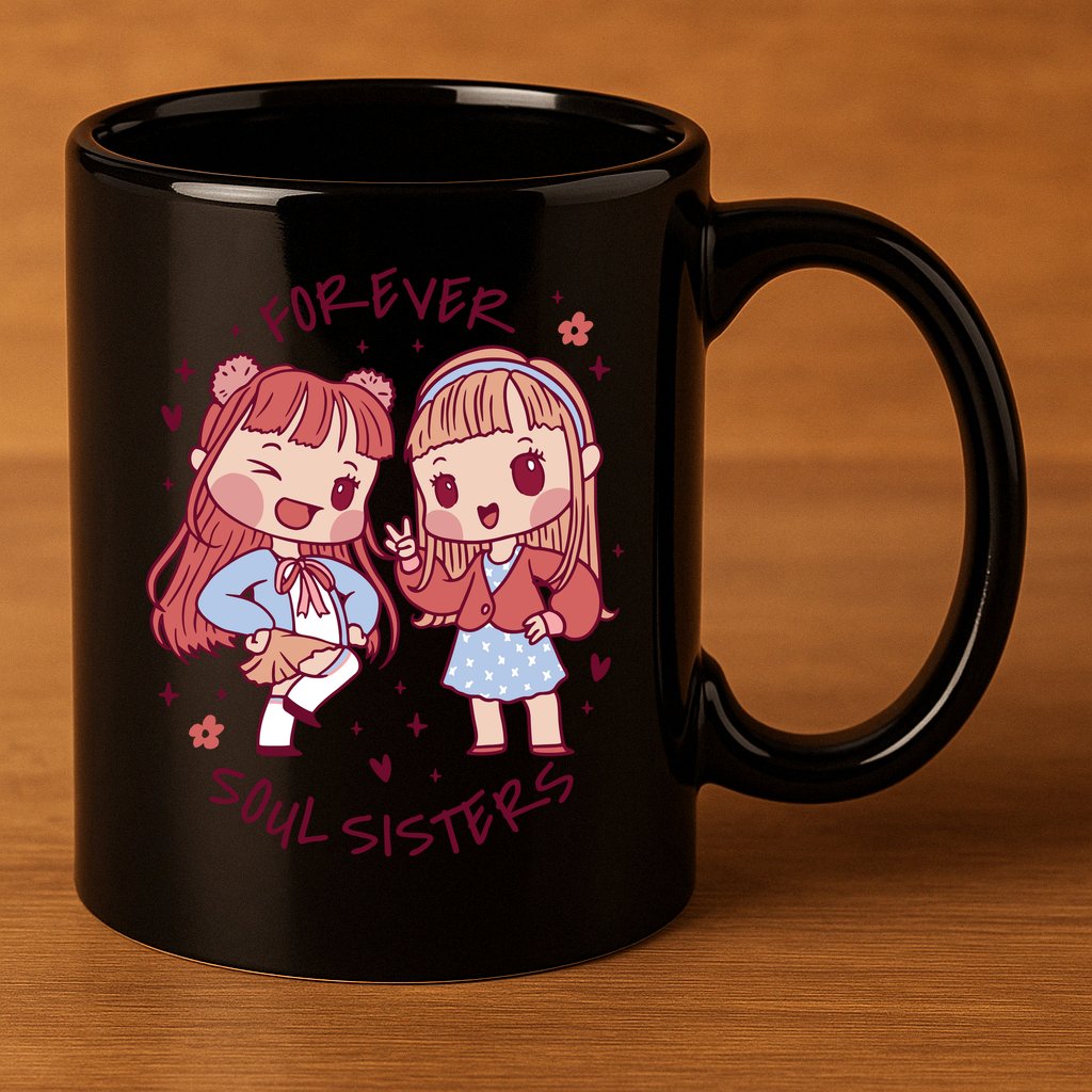 Forever Soul Sisters Chibi Friends 11oz C Handle Ceramic Mug