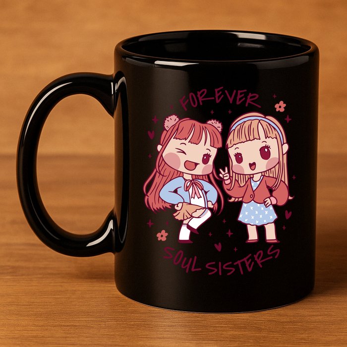 Forever Soul Sisters Chibi Friends 11oz C Handle Ceramic Mug