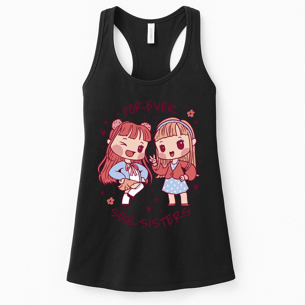 Forever Soul Sisters Chibi Friends Womens Tank Top