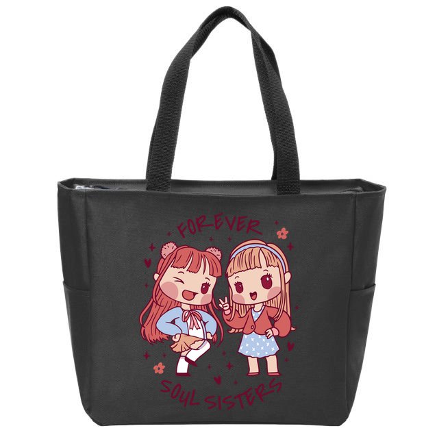 Forever Soul Sisters Chibi Friends Zip Tote Bag
