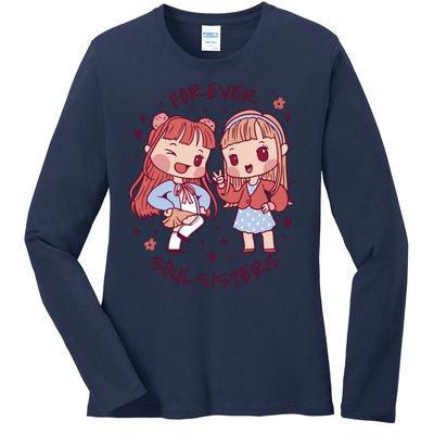 Forever Soul Sisters Chibi Friends Ladies Long Sleeve Shirt