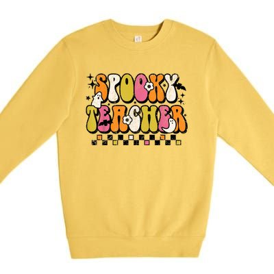 Funny Spooky Season Retro Spooky Teacher Halloween Costume Premium Crewneck Sweatshirt