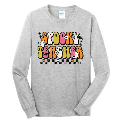 Funny Spooky Season Retro Spooky Teacher Halloween Costume Tall Long Sleeve T-Shirt