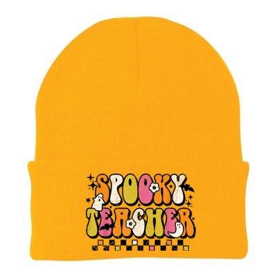 Funny Spooky Season Retro Spooky Teacher Halloween Costume Knit Cap Winter Beanie