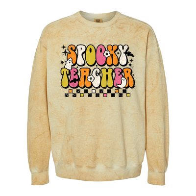 Funny Spooky Season Retro Spooky Teacher Halloween Costume Colorblast Crewneck Sweatshirt