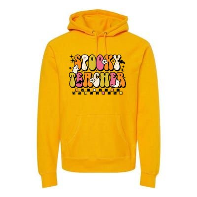 Funny Spooky Season Retro Spooky Teacher Halloween Costume Premium Hoodie