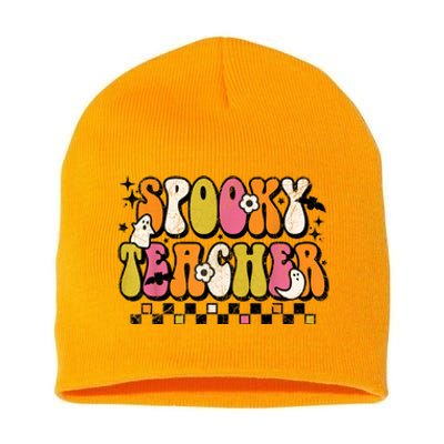 Funny Spooky Season Retro Spooky Teacher Halloween Costume Short Acrylic Beanie