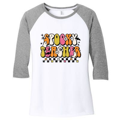 Funny Spooky Season Retro Spooky Teacher Halloween Costume Women's Tri-Blend 3/4-Sleeve Raglan Shirt