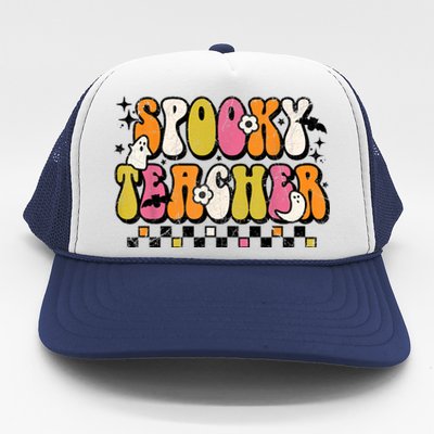 Funny Spooky Season Retro Spooky Teacher Halloween Costume Trucker Hat