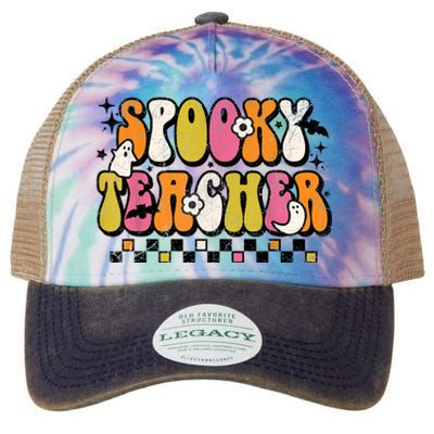 Funny Spooky Season Retro Spooky Teacher Halloween Costume Legacy Tie Dye Trucker Hat