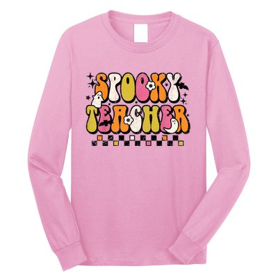 Funny Spooky Season Retro Spooky Teacher Halloween Costume Long Sleeve Shirt