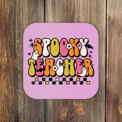 Funny Spooky Season Retro Spooky Teacher Halloween Costume Coaster