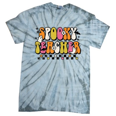 Funny Spooky Season Retro Spooky Teacher Halloween Costume Tie-Dye T-Shirt