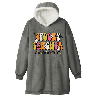 Funny Spooky Season Retro Spooky Teacher Halloween Costume Hooded Wearable Blanket