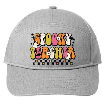 Funny Spooky Season Retro Spooky Teacher Halloween Costume 7-Panel Snapback Hat