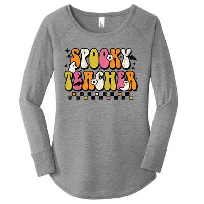 Funny Spooky Season Retro Spooky Teacher Halloween Costume Women's Perfect Tri Tunic Long Sleeve Shirt