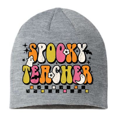 Funny Spooky Season Retro Spooky Teacher Halloween Costume Sustainable Beanie