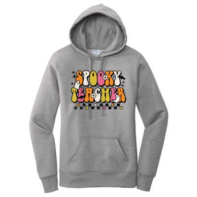 Funny Spooky Season Retro Spooky Teacher Halloween Costume Women's Pullover Hoodie