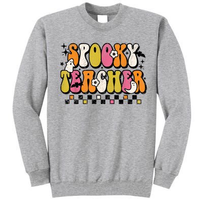 Funny Spooky Season Retro Spooky Teacher Halloween Costume Tall Sweatshirt