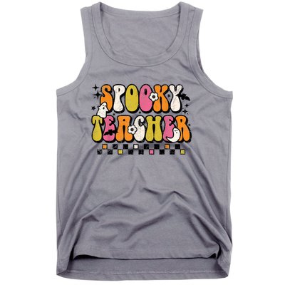 Funny Spooky Season Retro Spooky Teacher Halloween Costume Tank Top