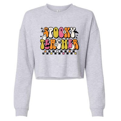 Funny Spooky Season Retro Spooky Teacher Halloween Costume Cropped Pullover Crew