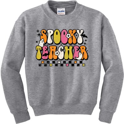 Funny Spooky Season Retro Spooky Teacher Halloween Costume Kids Sweatshirt