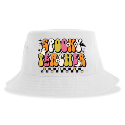 Funny Spooky Season Retro Spooky Teacher Halloween Costume Sustainable Bucket Hat