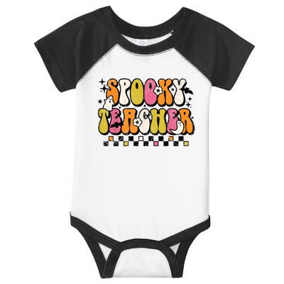 Funny Spooky Season Retro Spooky Teacher Halloween Costume Infant Baby Jersey Bodysuit